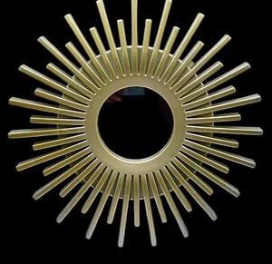 SUNBURST Starburst Gold Tone MIRROR Atomic Vintage Retro MCM 26 Cm Wall Hanging - Picture 1 of 10
