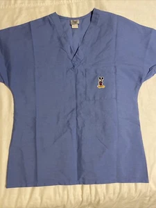 Disney Women's Scrub Top Size X-Small Mickey Mouse Medical Short Sleeve Blue - Picture 1 of 7