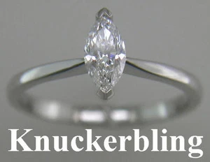 Anillo solitario de diamantes marquesa certificado 0,50 quilates VS2 18 quilates compromiso oro blanco - Imagen 1 de 1