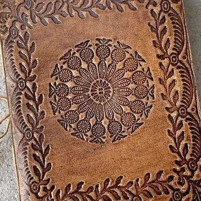 Handmade Brown Leather Journal Mandala Chakra Rugged Book cotton paper Vintage - Image 1 of 4