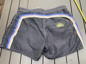 Pantalones Cortos de Playa de Surf Sundek Originales Vintage Rayas Negros Natación Talla M#152 - Imagen 1 de 8