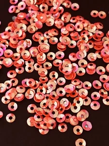 Sequins 3mm Tiny Coral Rose AB Iridescent Cup Coolie Hat Choose Pack Size  - Picture 1 of 2