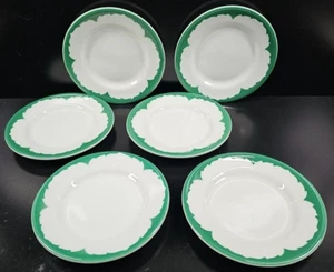 6 Shenango Green Border Bread Plates Set Vintage Restaurant Ware Dish SHO131 Lot - Picture 1 of 24