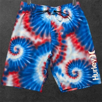 Hurley Logo 8.5" Inseam Boys' M American Spiral Deep Royal Blue Swim Trunks - Image 1 of 2