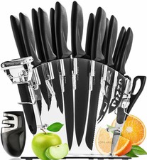 Stainless Steel 13 Kitchen Knife Chef Set - With Block - Best Cutlery Gift