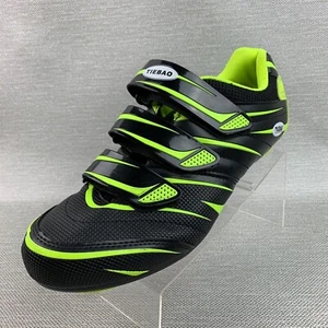 Tiebao Cycling Shoes Black/Yellow Round Toe Triple Hook Loop Straps Sz 11.5 NEW - Picture 1 of 12