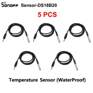 5 Pezzi Sonoff DS18B20 Sensore di Temperatura Impermeabile per Sonoff TH10 e TH16 - Foto 1 di 1