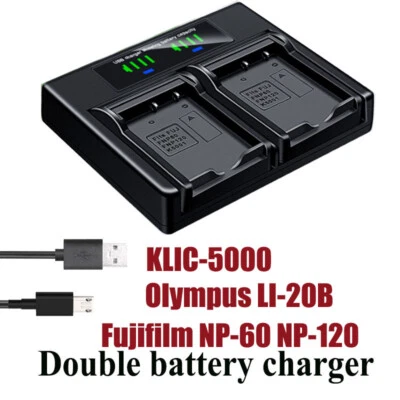 Dual Battery Charger For Olympus LI-20B AZ-1 AZ-2 Zoom Ferrari Digital Model2004 - Image 1 of 4