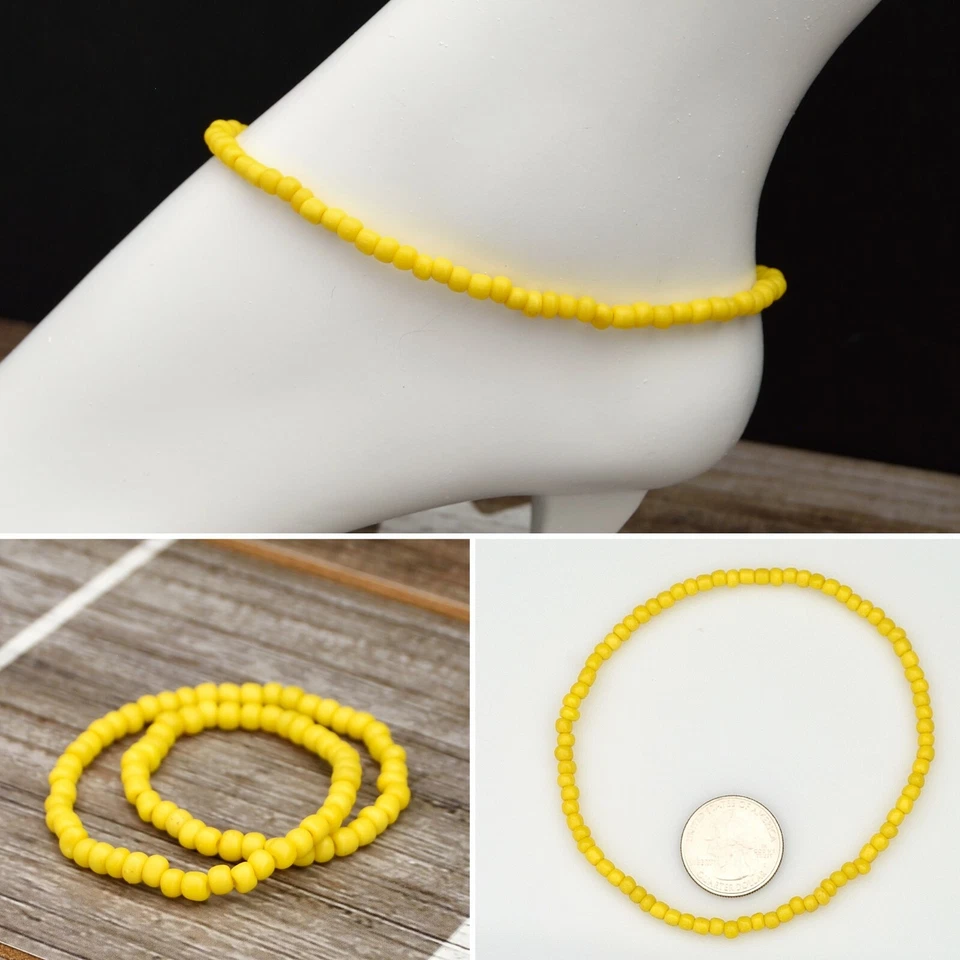 Juego de 6 brazaletes de tobillo elásticos con cuentas de vidrio arco iris Foto 1 de 1