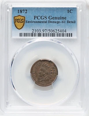 1872 Indian Head Cent 1c PCGS AU Details - Image 1 of 3