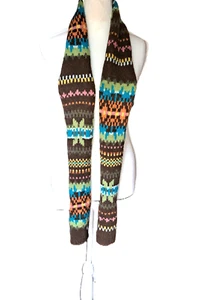 Womens vintage OLD NAVY knit fair isle scarf 2004 rainbow brown pink blue ski - Picture 1 of 4