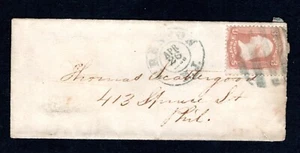 Postal History 1866 Trenton, NJ to Phil. Sc #63 3ct, cir. bar cork cancel cg - Picture 1 of 2