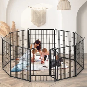 SQIREP 40''H Dog Pen Pet Playpen Kennel Fence Puppy Exercise Barrier 10 Panels - Picture 1 of 13