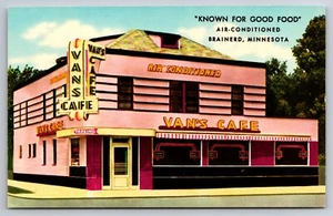 Van's Cafe Restaurant Diner Brainerd Minnesota MN Chrome c1950 Postcard - Picture 1 of 2