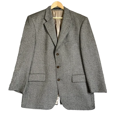 Abrigo Deportivo Ralph Lauren 42L Negro Espiga Tweed Lana Blazer Clásico LEER Foto 1 de 4