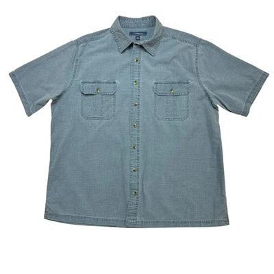 Croft & Barrow Denim Shirt Men XLT Blue Short Sleeve ButtonUp Outdoor Work Wear - Image 1 of 4
