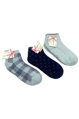 Paquete de 3 calcetines de salón tobillera de felpa Comfort Code para mujer a cuadros/azul/turq Foto 1 de 2