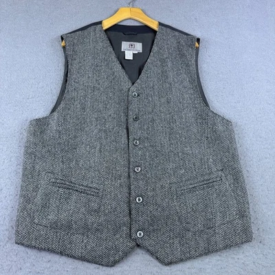 The Territory Ahead Men's Herringbone Waistcoat Vest Gray Black Size 2XL - Image 1 of 4