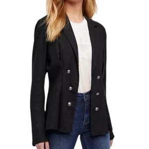 Free People Leinenmischung Blazer Jacke Gr:S Schwarz Zweireiher Utility Damen - Bild 1 von 15
