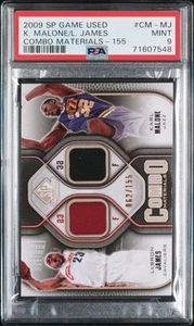 2009 SP Game Used Combo Materials #CM-MJ K.Malone/L.James #/155 PSA 9 - Picture 1 of 2