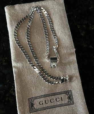 GUCCI Necklace CutOut G Round Ring Pendant 925 Silver NIB Authentic - Image 1 of 4