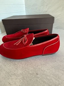 Bottega Veneta Herren Samt Belgisch Rot Halbschuhe Größe 40 EU / 7US - Bild 1 von 16