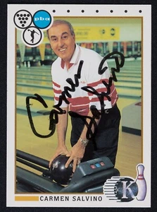 Carmen Salvino Signed 1990 Kingpins Bowling Card #75 - HOF PBA Bowler Auto - Picture 1 of 2