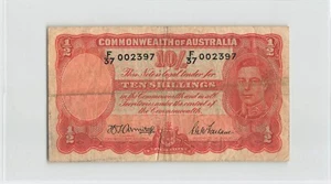 AUSTRALIA 10 Shillings 1942, P-25b, Armitage / McFarlane, F37 002397. C6 - Picture 1 of 2