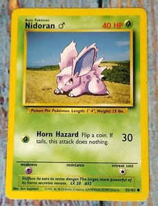Pokemon Card Nidoran 55/102 Base Set Basic Common 1999 - Picture 1 of 4