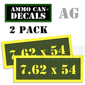 7.62 X 54 Ammo Can Box Decal Sticker bullet ARMY Gun safety Hunting 2 pack AG - Picture 1 of 2