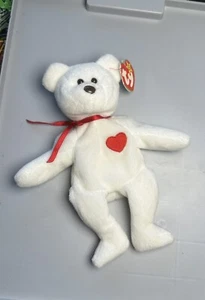TY Beanie Baby - VALENTINO the White Bear (8.5 inch) - Picture 1 of 4