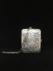 Antique Webster Sterling Ornate Etched Scroll & Flower Purse With Chain