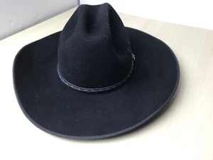 Vintage Bailey Black Western Hat Men Size 7 1/8 Fox Fire - Picture 1 of 9