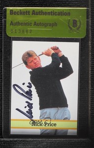 1993 Fax Pax Famous Golfers Nick Price #40 BAS Certified BAS Encased Auto