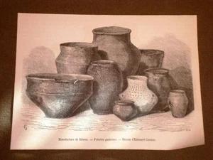 Gravur Jahr 1873 Manufaktur von Sèvres gallische Töpferwaren - Ceramica gallica - Bild 1 von 1