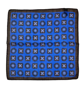 M Ferretti Purple Brown Geometric Wool Cashmere Pocket Square NWOT - Picture 1 of 2