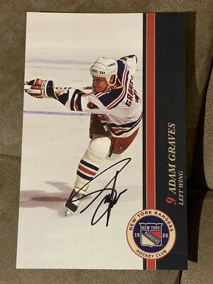 FOTO DE TARJETA DE JUGADOR AUTOGRAFIADA FIRMADA POR ADAM GRAVES NY NEW YORK RANGERS 9 1/2 X 6 Foto 1 de 2