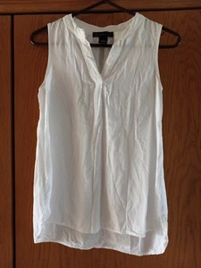 Joan Vass Classics Women's Top Sz M White Tank V Neck - Picture 1 of 3