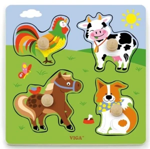 Viga Toys - Farm Animals Big Wooden Knob Puzzle - Picture 1 of 1