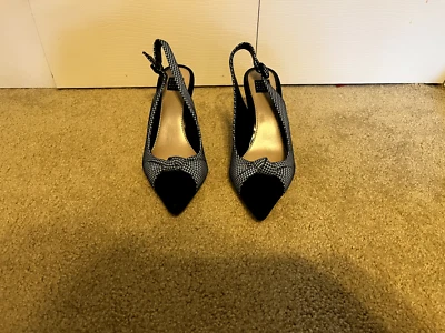 White House Black Market Valerie Houndstooth Suede Slingback Heels 7.5M NEW - Image 1 of 4