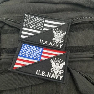 2PCS AMERICAN USA FLAG MARINE U.S.NAVY PRESIDENT FLAG HOOK PATCH BADGE - Bild 1 von 6