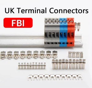 Terminal Block Jumper Busbar FBI-10 Din Rail Wire Connector Copper Conductor - Picture 1 of 15