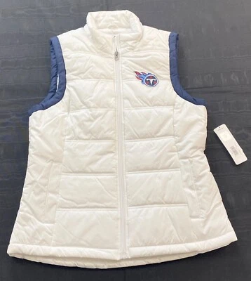 Mujer Nuevo NFL Titans Blanco Hinchado Sin Mangas Chaleco Talla Grande Cremallera Frontal Precio de venta sugerido por el fabricante $60 Foto 1 de 4