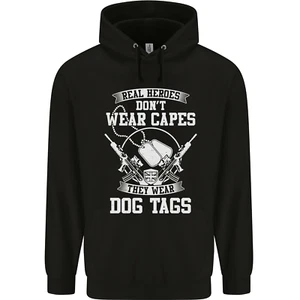 Real Heroes Wear Dog Tags Veteran Army Childrens Kids Hoodie - Picture 1 of 68