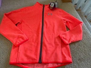 Under Armour Boys The ColdGear Infrared Fleece Jacket Bolt Orange Large - Picture 1 of 3