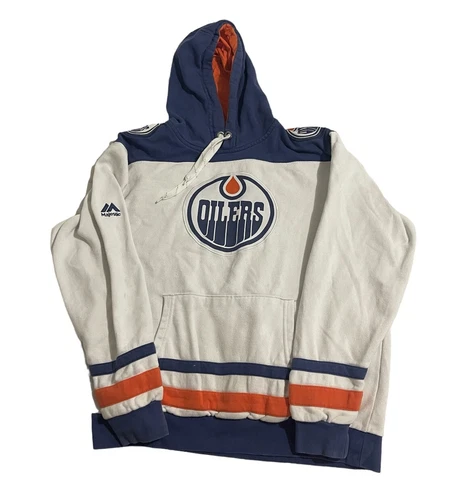 Majestic Hoodie Men M Edmonton Oilers Embroidered Patch Hockey Nhl Authentic Cover