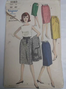 Skirt Pencil Straight Stole Scarf 30 Vogue 5583 Sewing Pattern VTG 50's CUT Knee - Picture 1 of 7