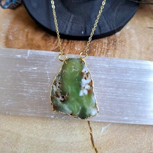 Chrysoprase Pendant Necklace Gift For Her Heart Chakra - Picture 1 of 16