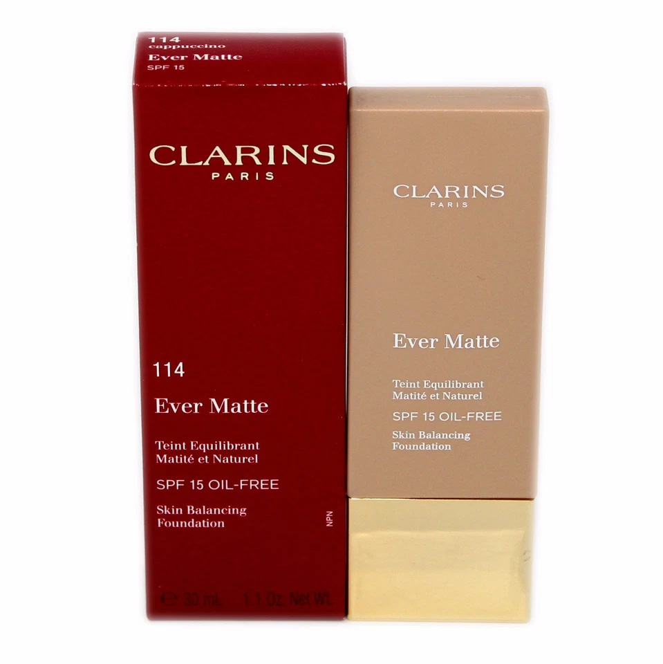 CLARINS EVER MATTE SKIN BALANCING FOUNDATION SPF 15 30ML #114-CAPPUCCINO  - Image 1 of 1