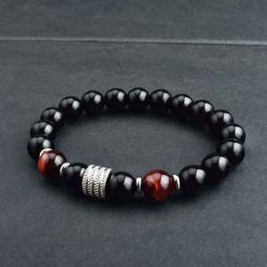 Natural Stone 8mm Beads Purple Amethysts Agate Bracelet Women Men Jewelry Gift - Picture 1 of 2